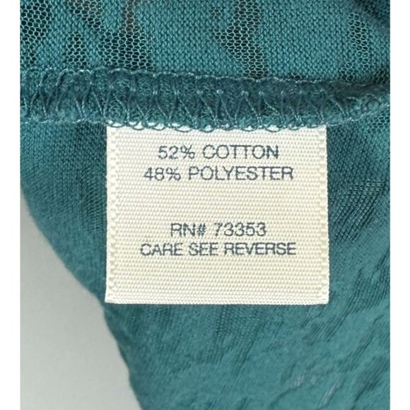 Y2K Maurices Sheer Burnout Top XL Teal Long Sleeve Scoop Neck Punk 2000s - Picture 8 of 9